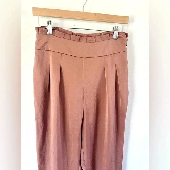 Line & Dot Ali Paperbag Waist Cropped Satin Trouser Pants in Terracotta Size Med - Picture 5 of 13